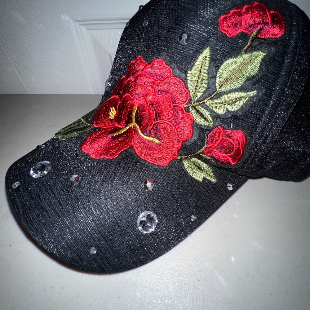 🌹NWOT! Rhinestones Floral SnapBack Cap - Picture 7 of 7